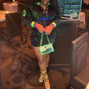 Black/Green/Blue Shane Justin Runway Dress